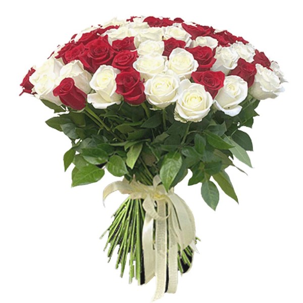 50 White and Red Roses Kises
