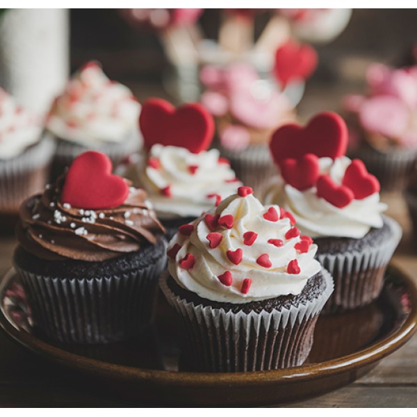 Chocolate Cupcake with Fondant Heart and Vanilla Buttercream